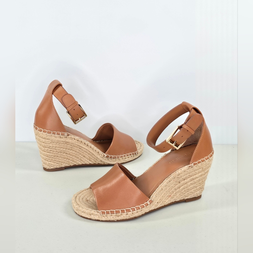 Vince Camuto Leera Espadrille Wedge Sandals Tan Leather Size 7